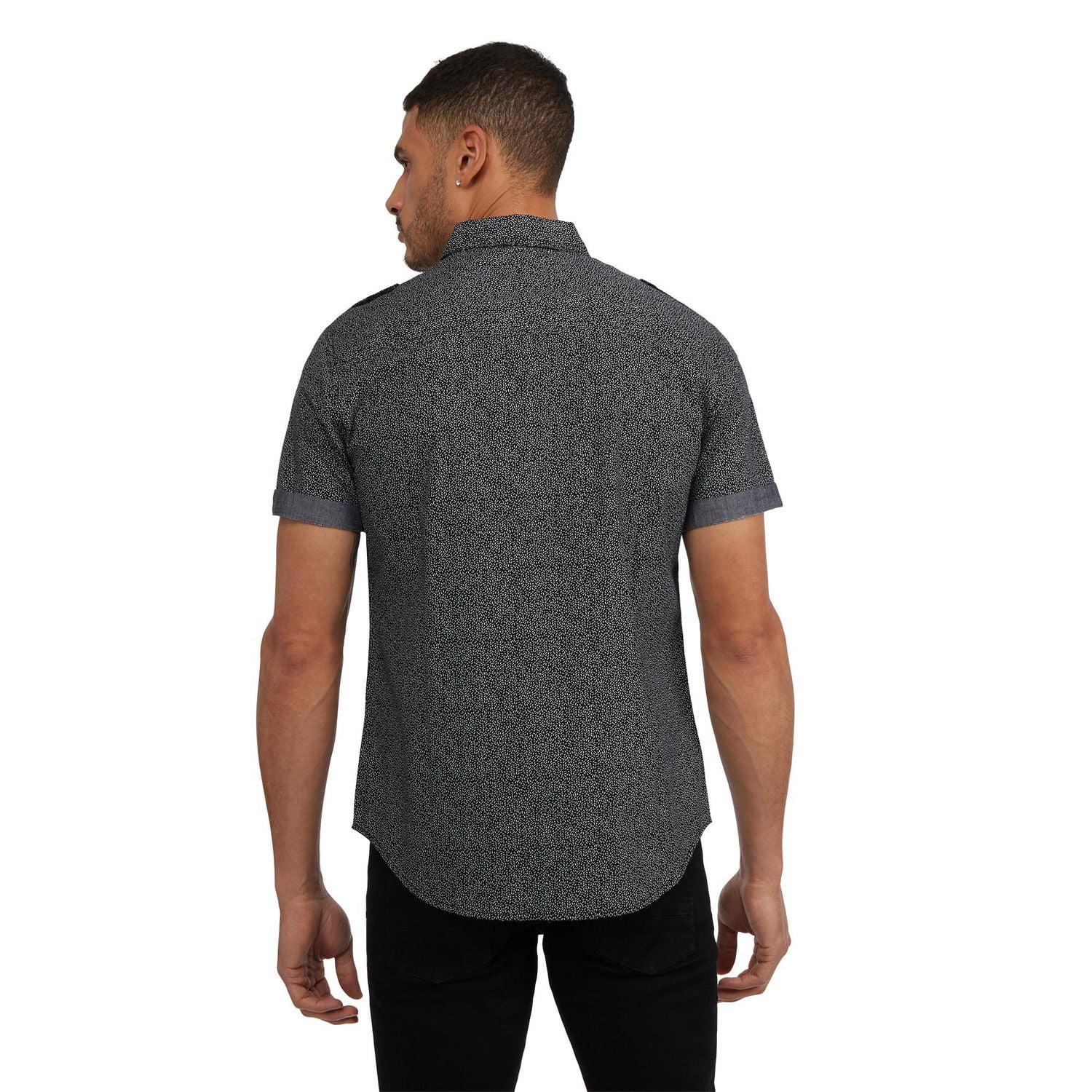 Marc Ecko Button Down Short Sleeve Woven Patterned Shirt