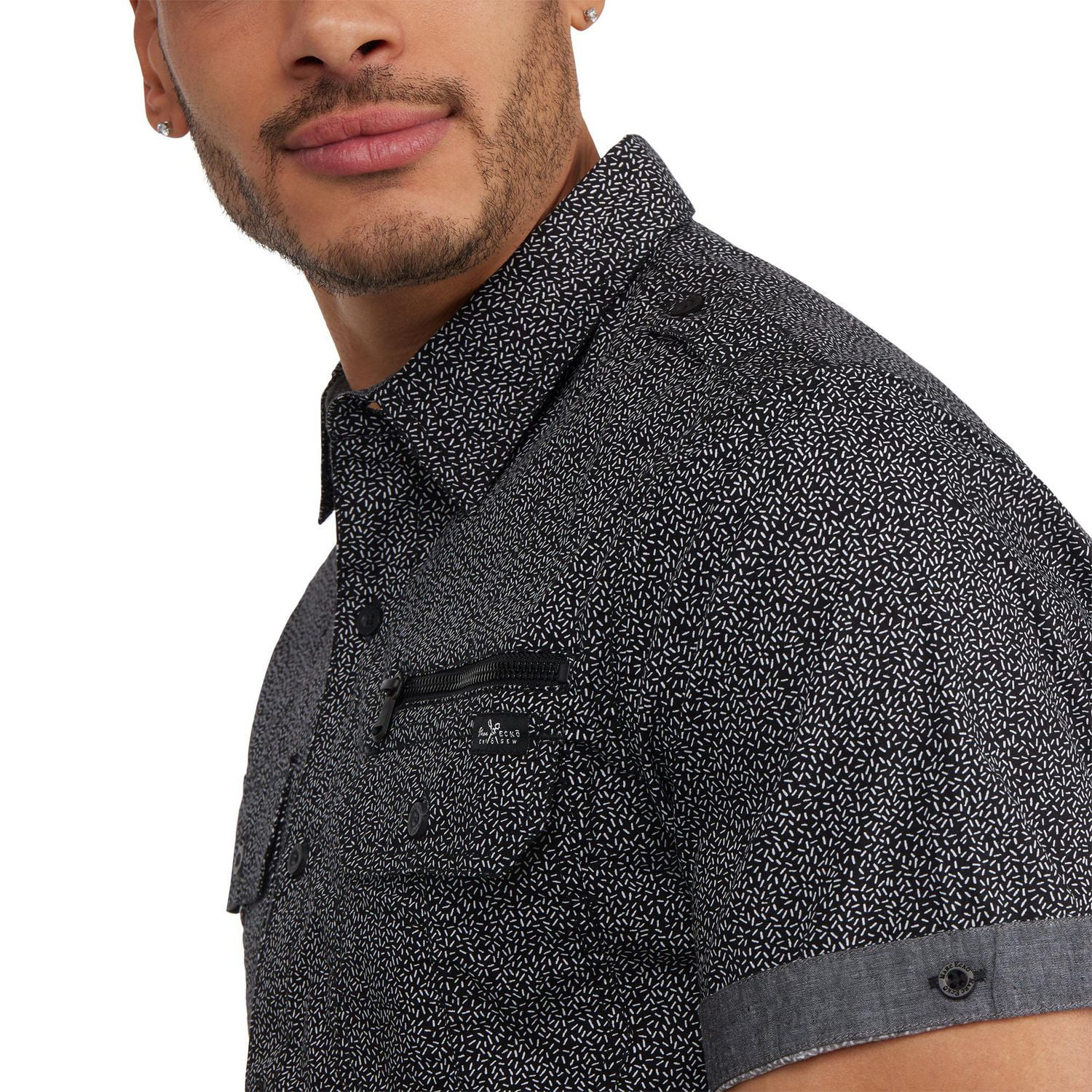 Marc Ecko Button Down Short Sleeve Woven Patterned Shirt