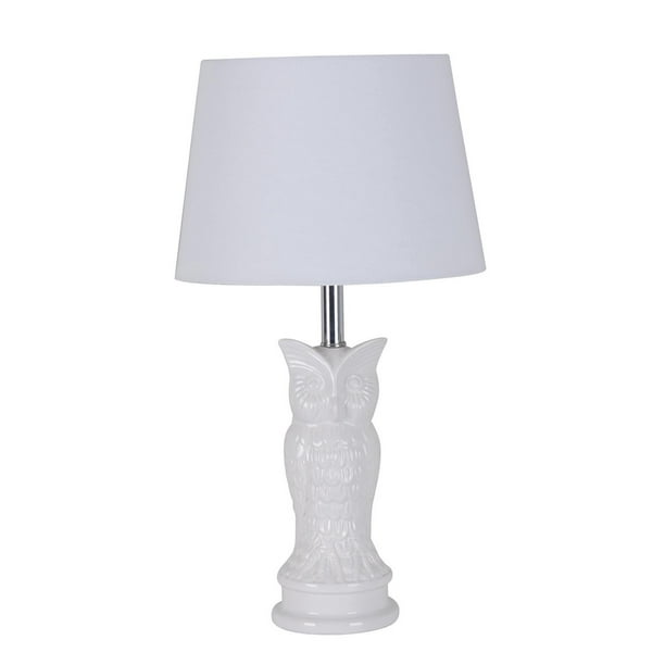 Lampe de table hibou en céramique de 18 po / 45,72 cm, blanche