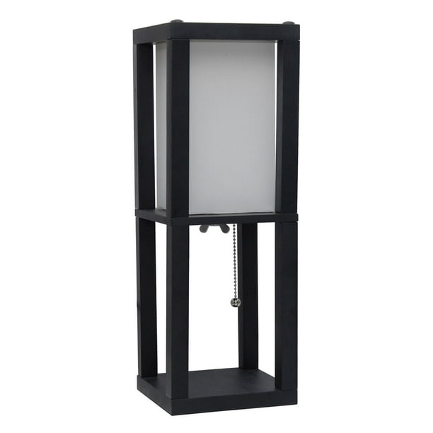 Lampe de table en bois à étagère carrée de 17 po / 43,18 cm