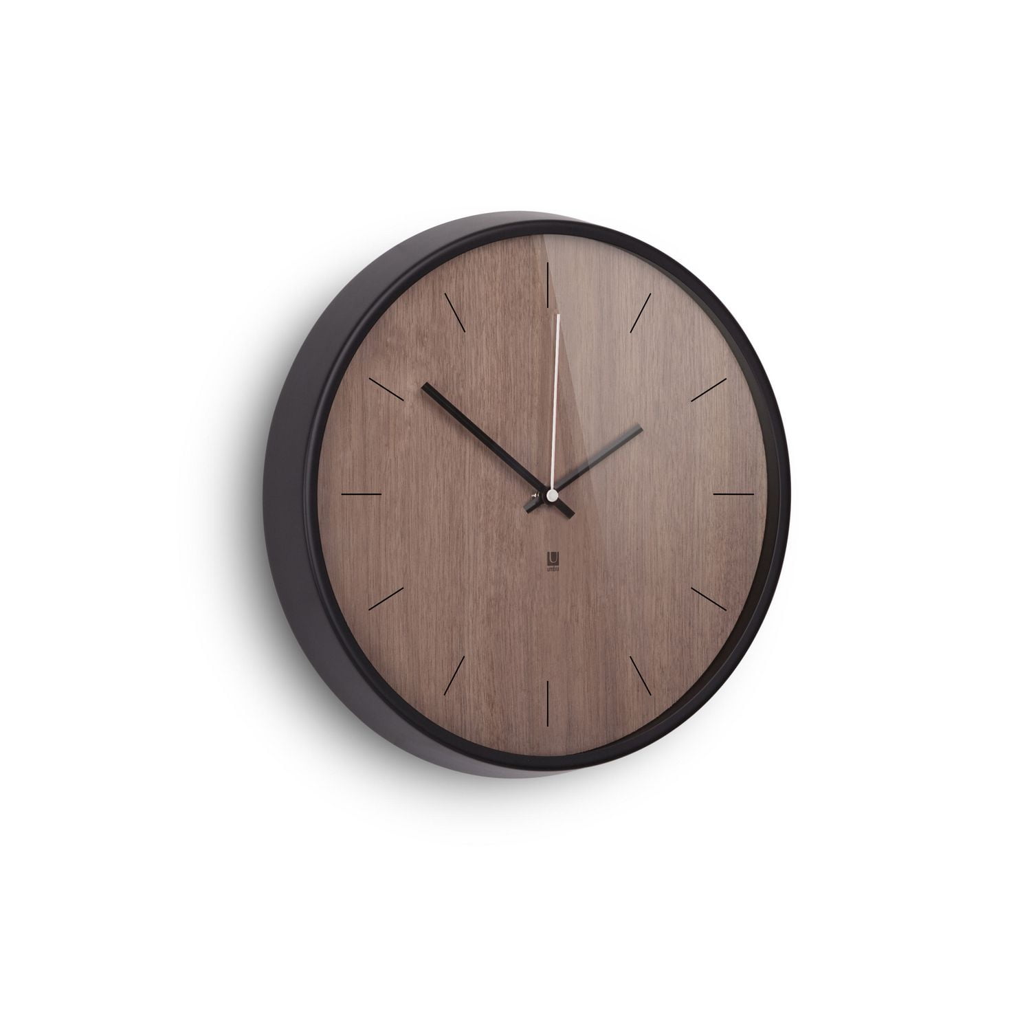 Madera Wall Clock 12.5In Black/Walnut Walmart Canada