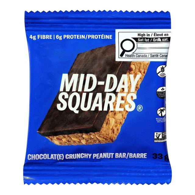 Mid-Day Squares Chocolate Crunchy Peanut Plant-Based Refrigerated Bar, 33 g