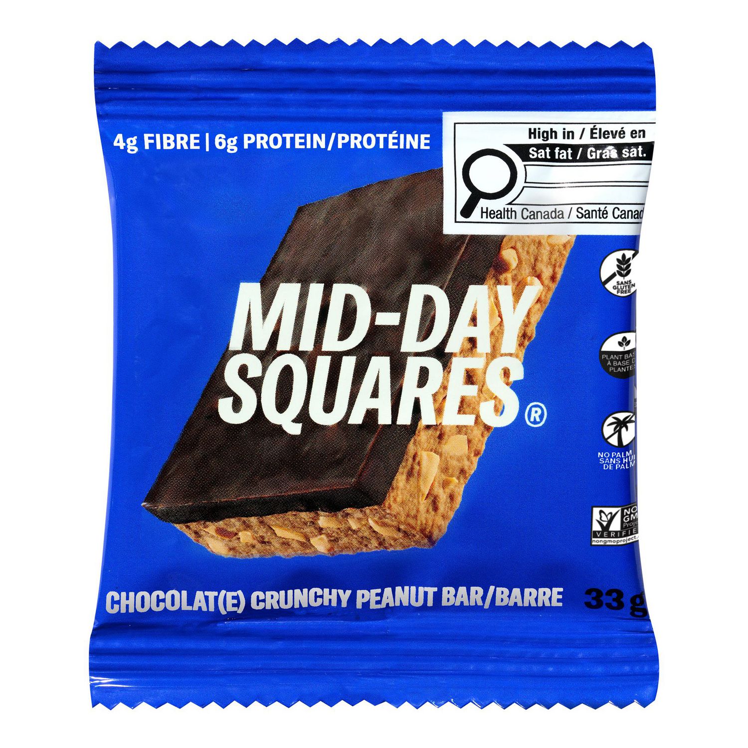 Mid-Day Squares Chocolate Crunchy Peanut Plant-Based Refrigerated Bar, 33 g