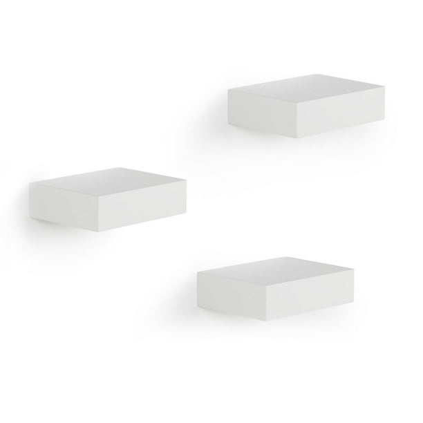 Umbra Showcase Shelves. Lot De 3 Mini Étagères Showcase En Bois Laqué Blanc. Dimension De Chaque : 10.2X2.5X7.6Cm