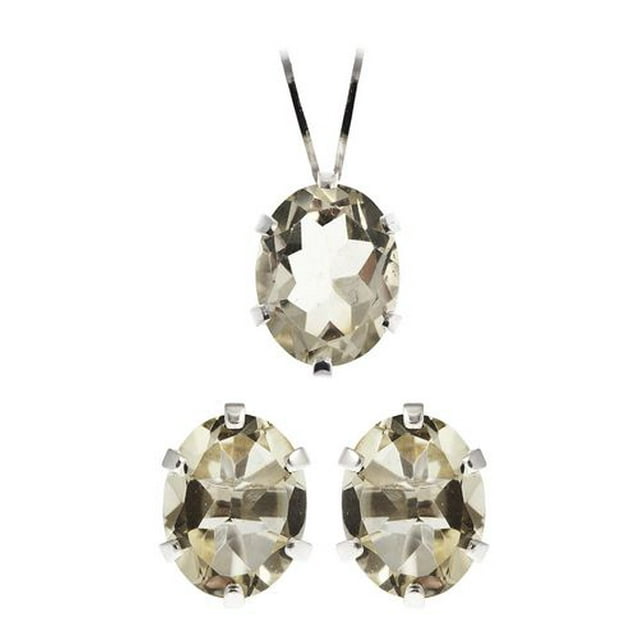 Boucles d’oreille et pendentif de quartz citrons