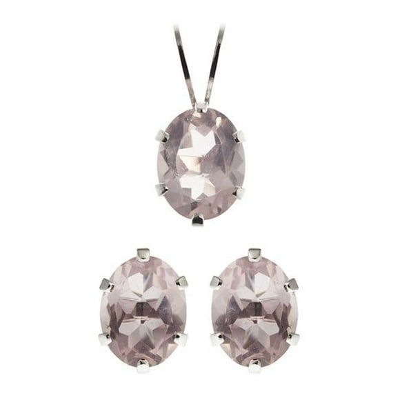 St. Silver Rose Quartz Earrings Pendant set