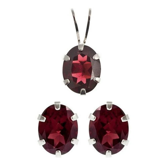 St. Silver Garnet Earrings Pendant set