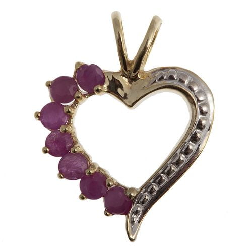 Sterling Silver Gold plated genuine Ruby heart Pendant