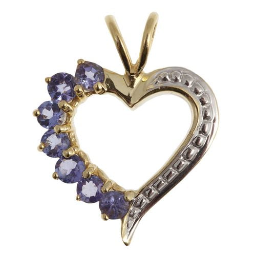 Pendentif vermeil en argent sterling de Tanzanite en forme de cœur plaqué or
