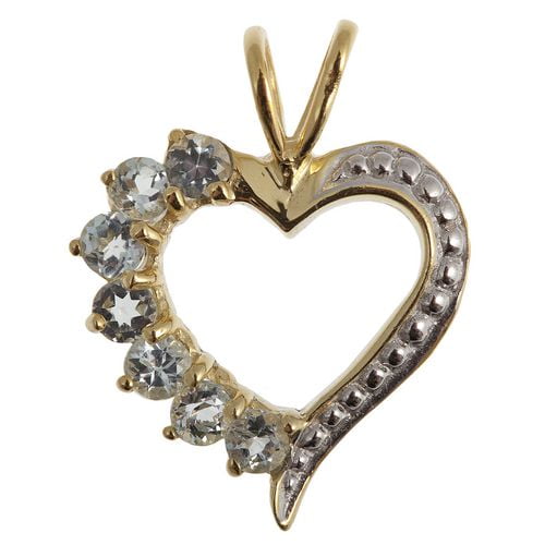 Pendentif vermeil en argent sterling de aigue-marine en forme de cœur plaqué or