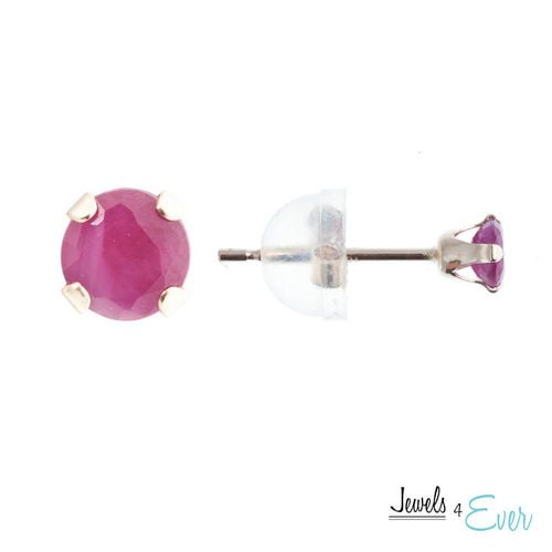 10kt Yellow Gold 3 mm genuine ruby stud Earrings