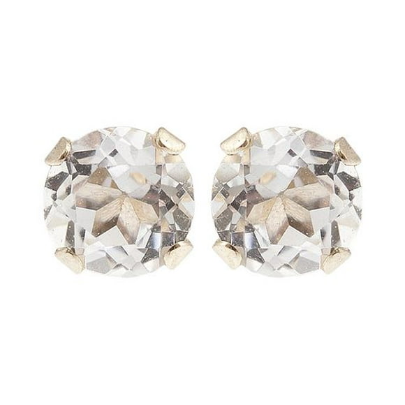 10kt Yellow Gold 3 mm genuine White Topaz stud Earrings