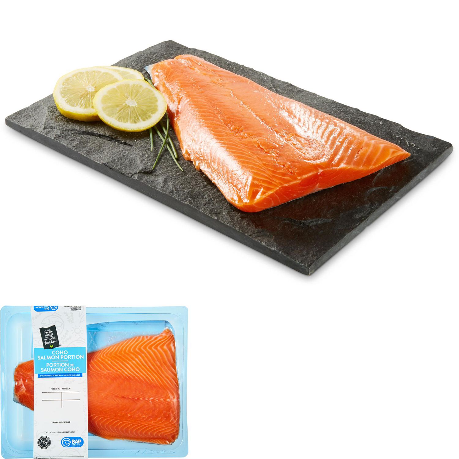 Portion de saumon coho Mon marché fraîcheur, 1 morceaux, 0.45 - 0.68 KG