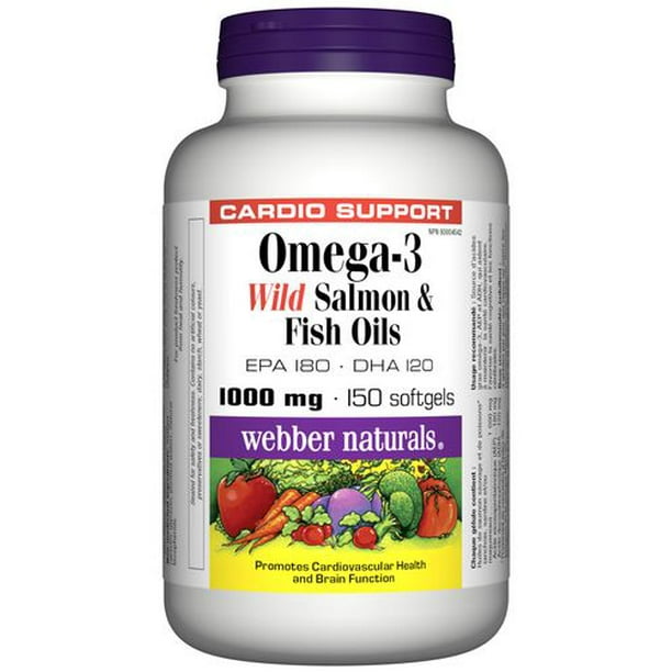 Webber NaturalsMD Oméga-3 Huile de saumon et de poissons sauvages, 1000 mg, 150 gélules