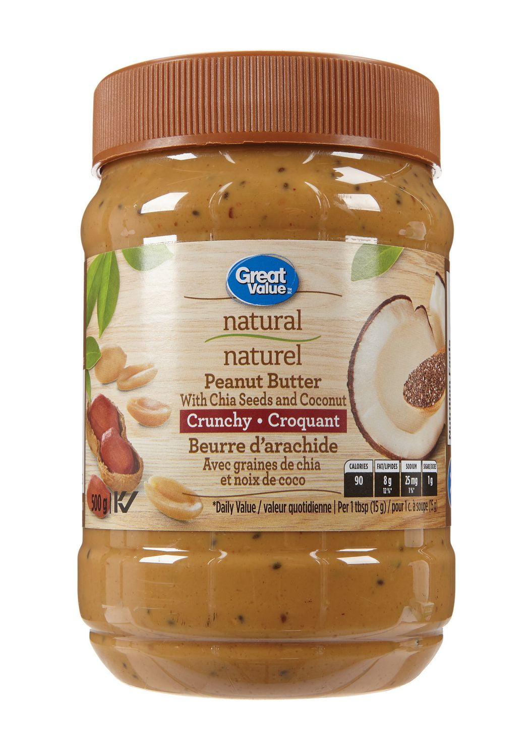 Great Value Natural Peanut Butter with Chia Seeds and Coconut Walmart Canada