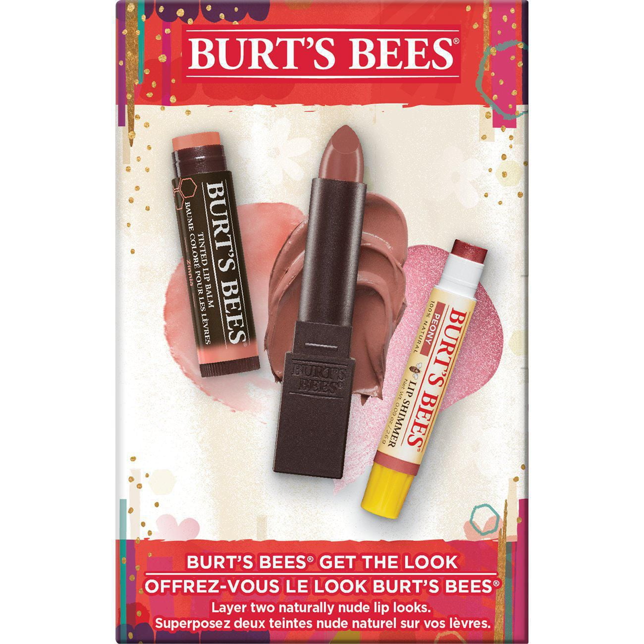 Burt's Bees Get the Look Set, 3 Products Tinted Lip Balm, Lip Shimmer