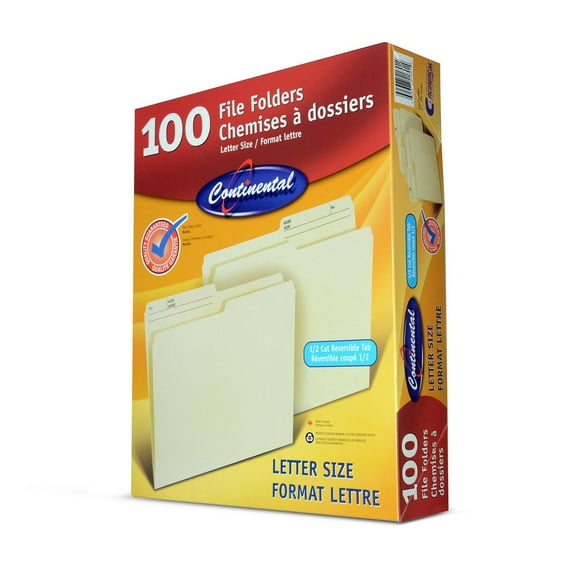 Continental Manila Color Letter Size Reversible File Folders, Reversible File Folders
