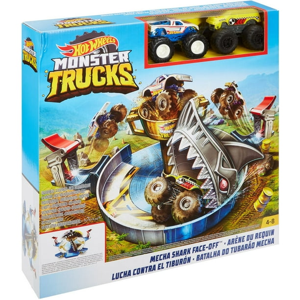 Hot Wheels – Monster Trucks – Coffret de jeu Affrontement du requin  mécanisé 