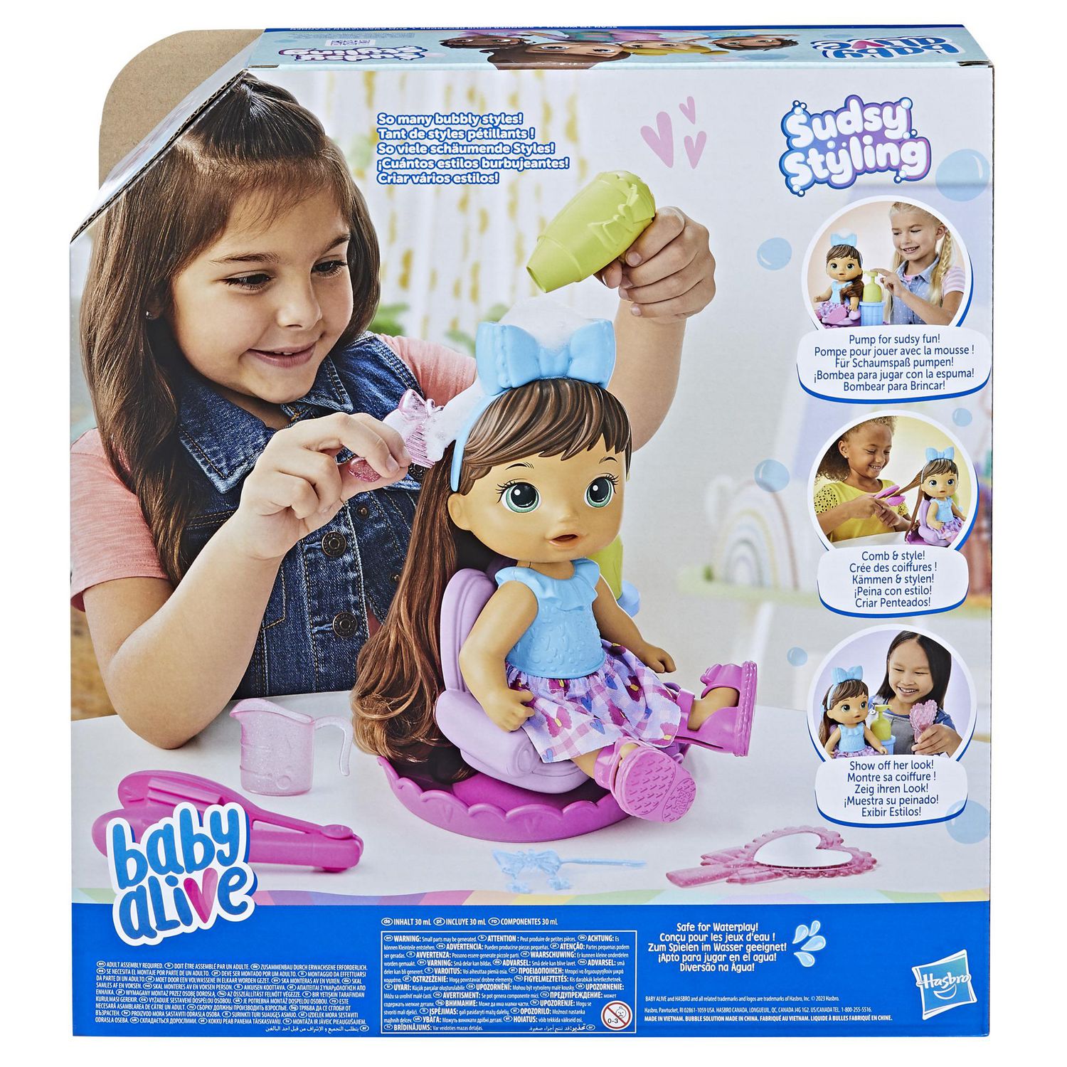 Baby Alive Sudsy Styling Doll, Includes Baby Doll Salon Chair