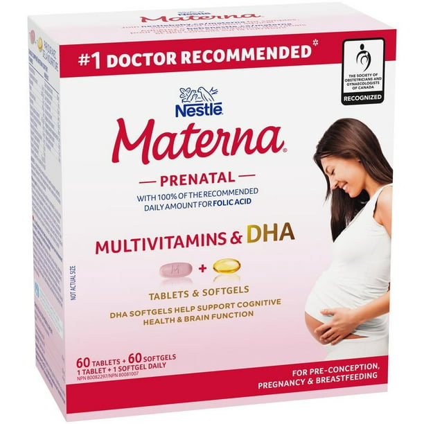 Nestlé MATERNA® + DHA Prenatal Supplement Combo-Pack, 60 tablets + 60 softgels