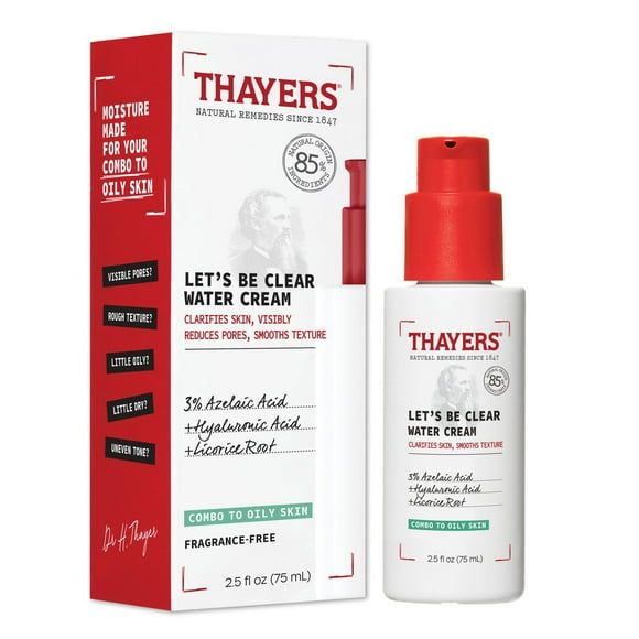 Let's Be Clear Water Face Cream, Moisturizer with Azelaic Acid and Hyaluronic Acid, for Combination to Oily Skin, 75 ML, Hydrate, matifies and cleanses instantly