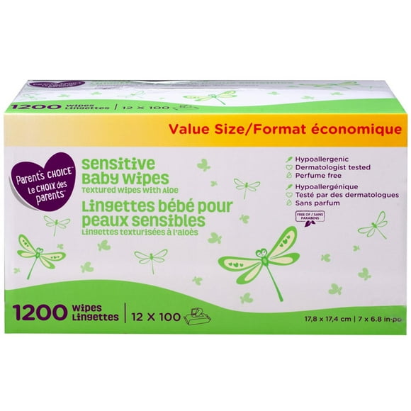 Parent's Choice Sensitive Textured Baby Wipes with Aloe, 1200 wipes