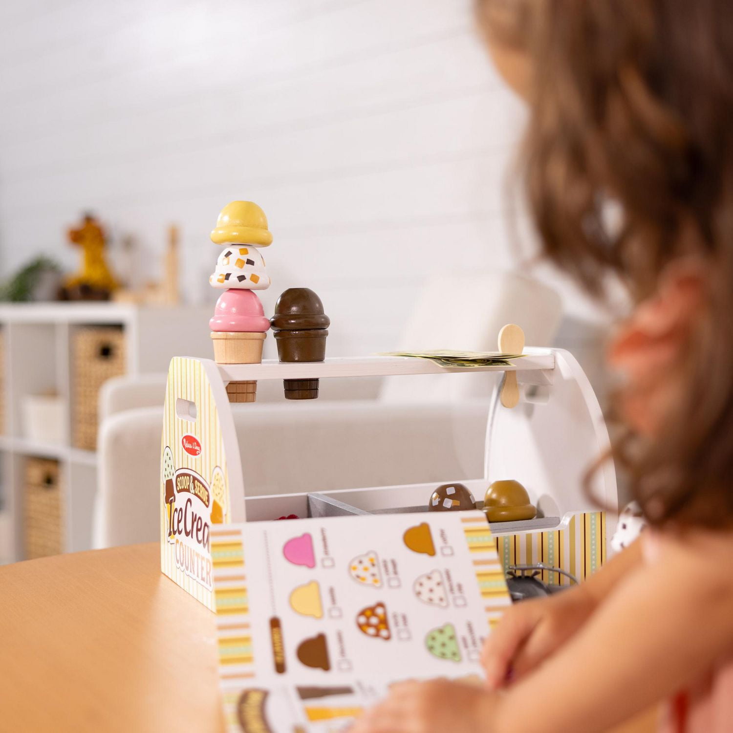 Melissa Doug Wooden Scoop and Serve Ice Cream Counter 28 pcs Play Food and Accessories Walmart