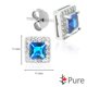 Pendentif et boucles d'oreilles Pure en forme de diamant en argent sterling avec ZC aquamarine carré, et une chaîne de 18 po – image 3 sur 3