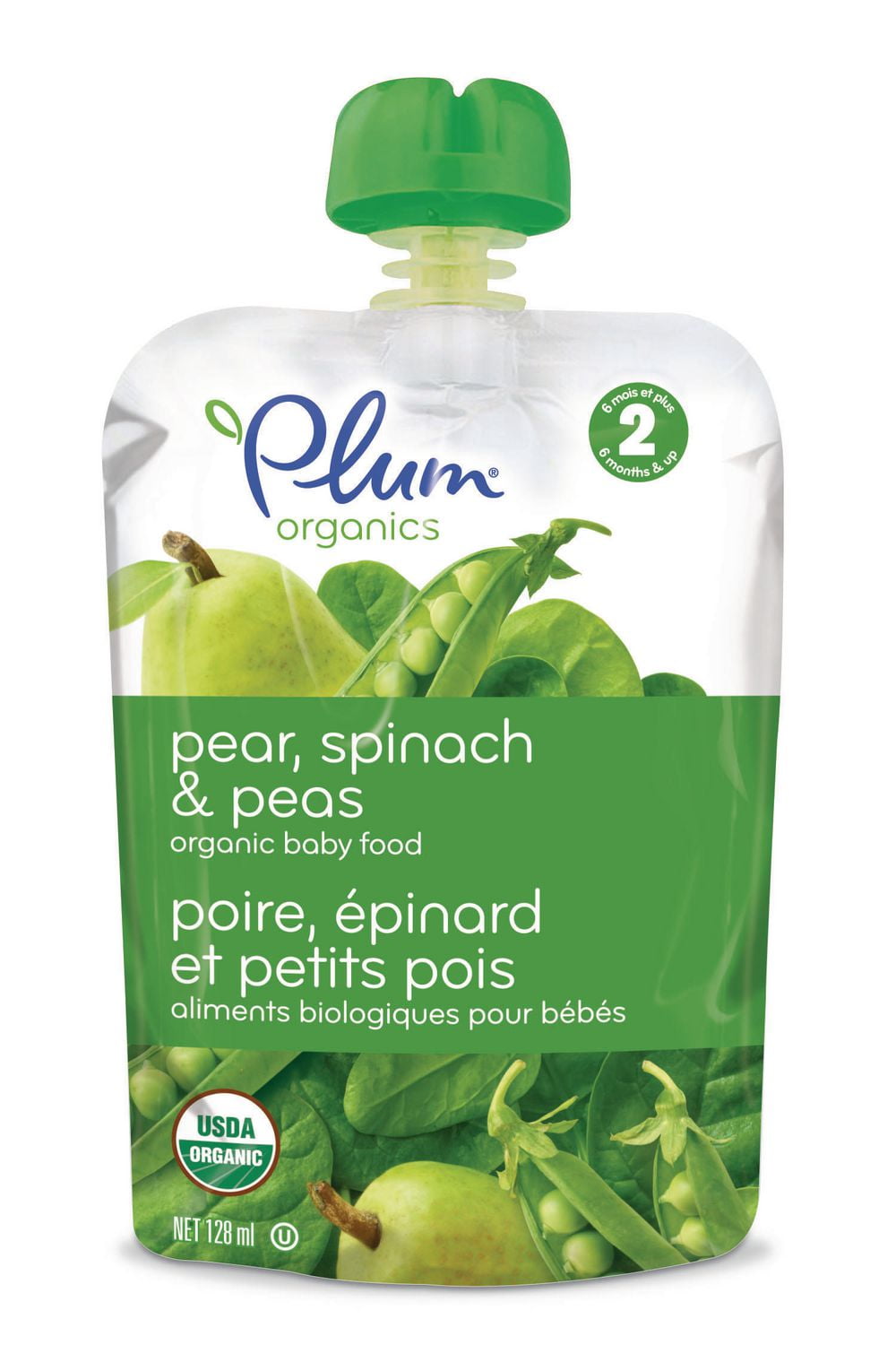 Plum Organic Plum® Organics Pear, Spinach & Peas Baby Food 128mL