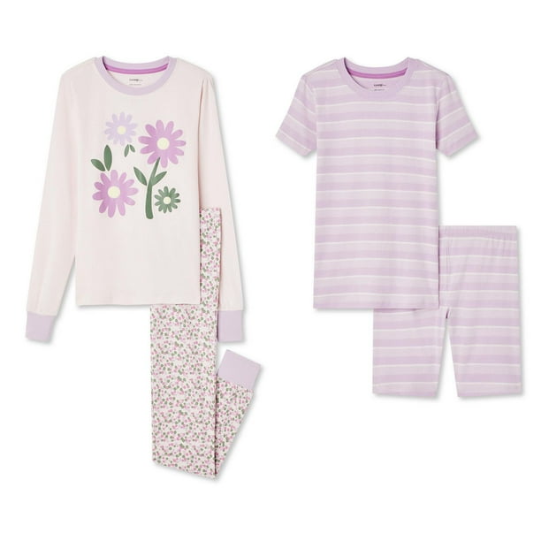 George Girls' Rib Pajamas 4-Piece Set 