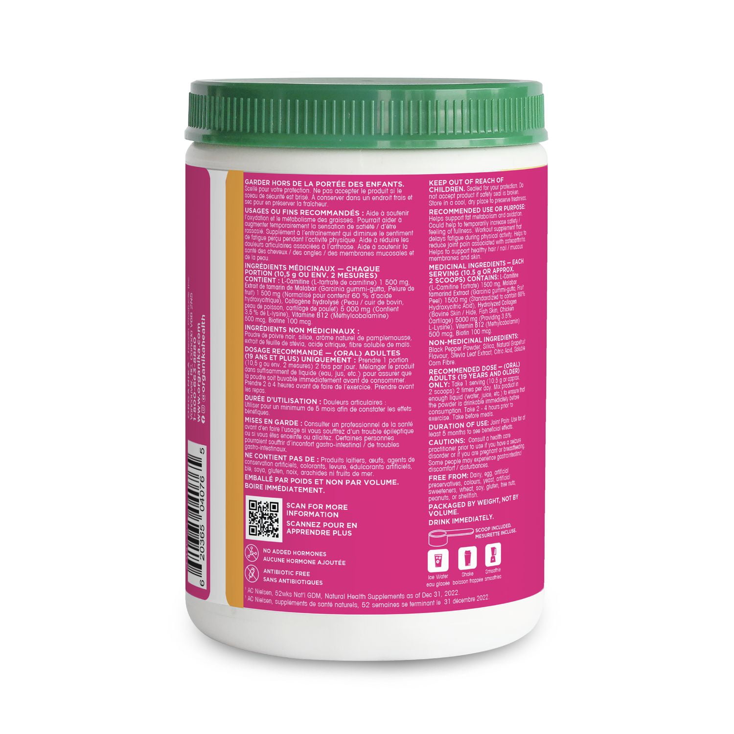 Organika Metaboost Multi-Collagen Powder 275g, Brun fat with collagen, L-Carnitine & Garcinia