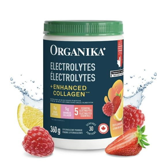 Organika Electrolytes Collagen Lemonberry 360g D'Hydratation avec des Nutriments essentials