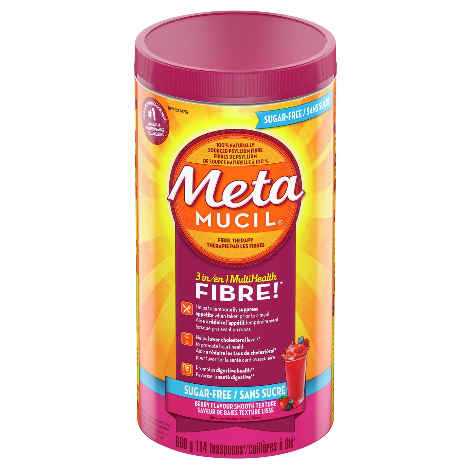 Metamucil 3 in 1 MultiHealth Fibre Sugar Free Fiber Suplement Powder Berry 660 g Walmart