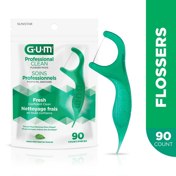 GUM Professional Clean Flossers Picks, Extra Strong Floss Proven to