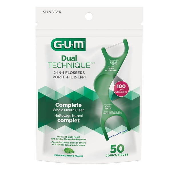 GUM Porte-Fil Dual Technique, nettoyer les dents avant et arrière