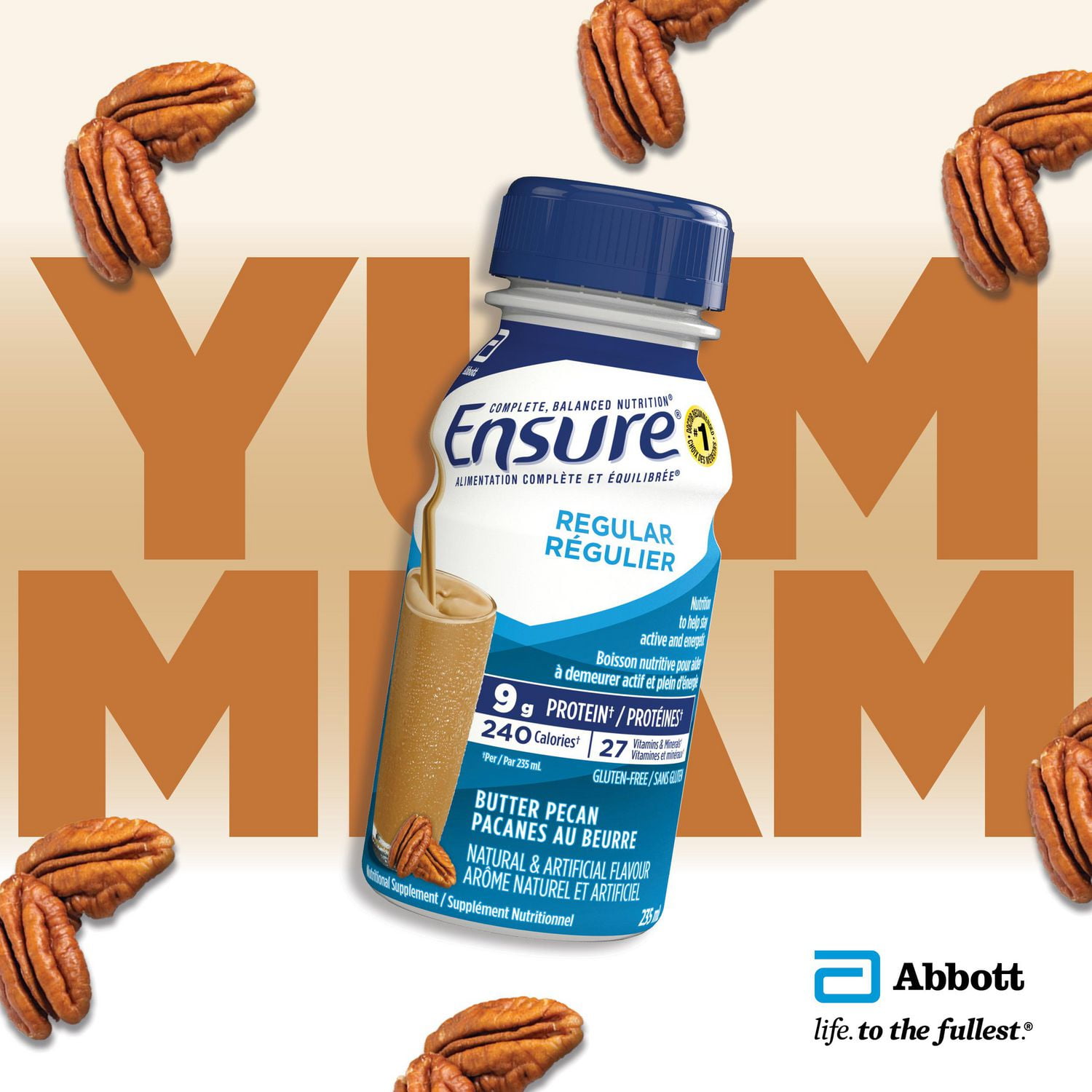 Ensure Régulier, Supplément Nutritionnel, Alimentation Pour Rester Actif Et Plein d'Énergie, Pacanes au Beurre, 6 Bouteilles De 235 mL 6 x 235 mL (emballage de 6)