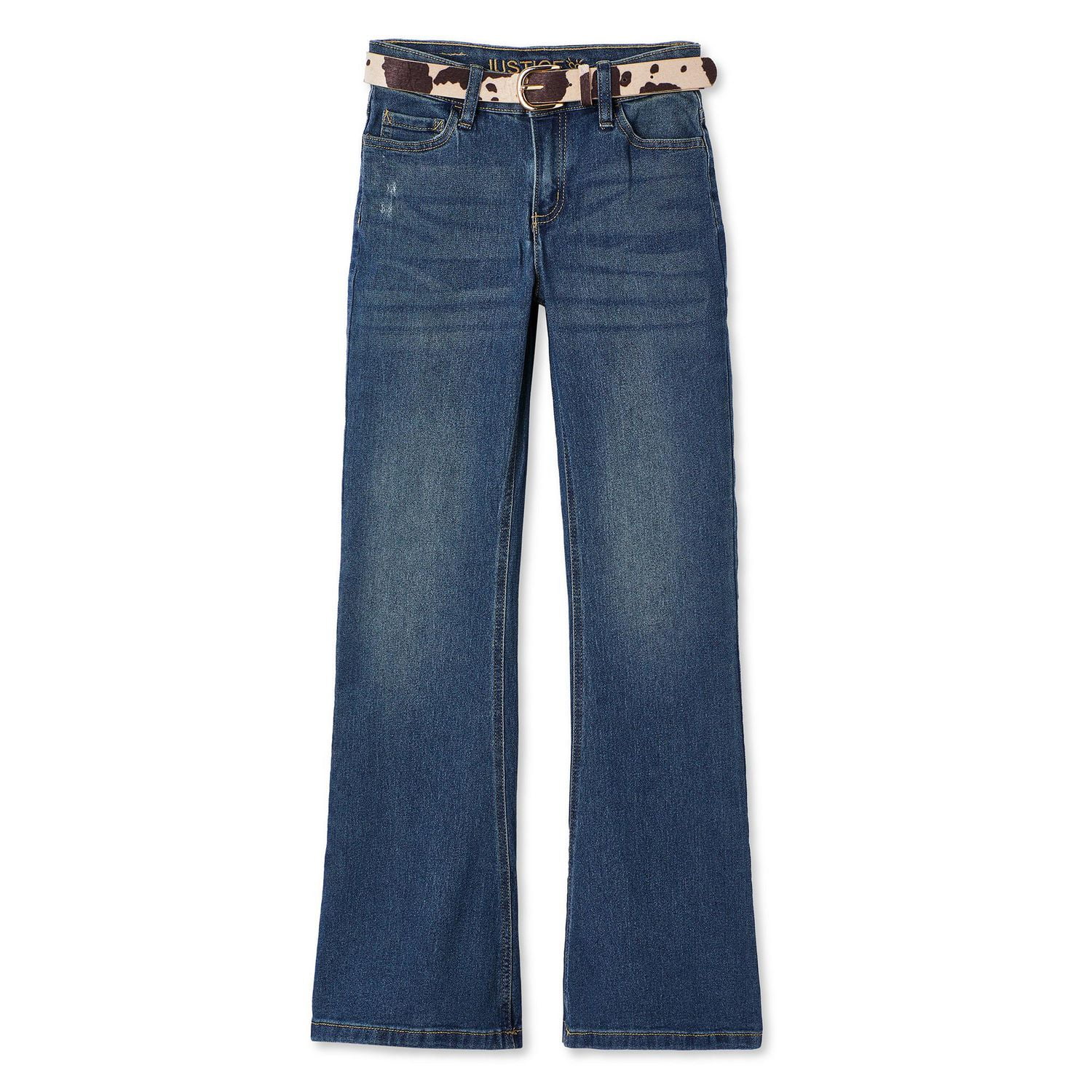 Justice Girls' Belted Flare Jean