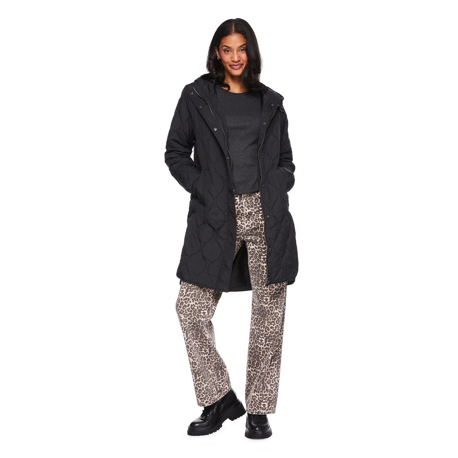 Manteau piqué long George pour femmes Tailles TP–TTG