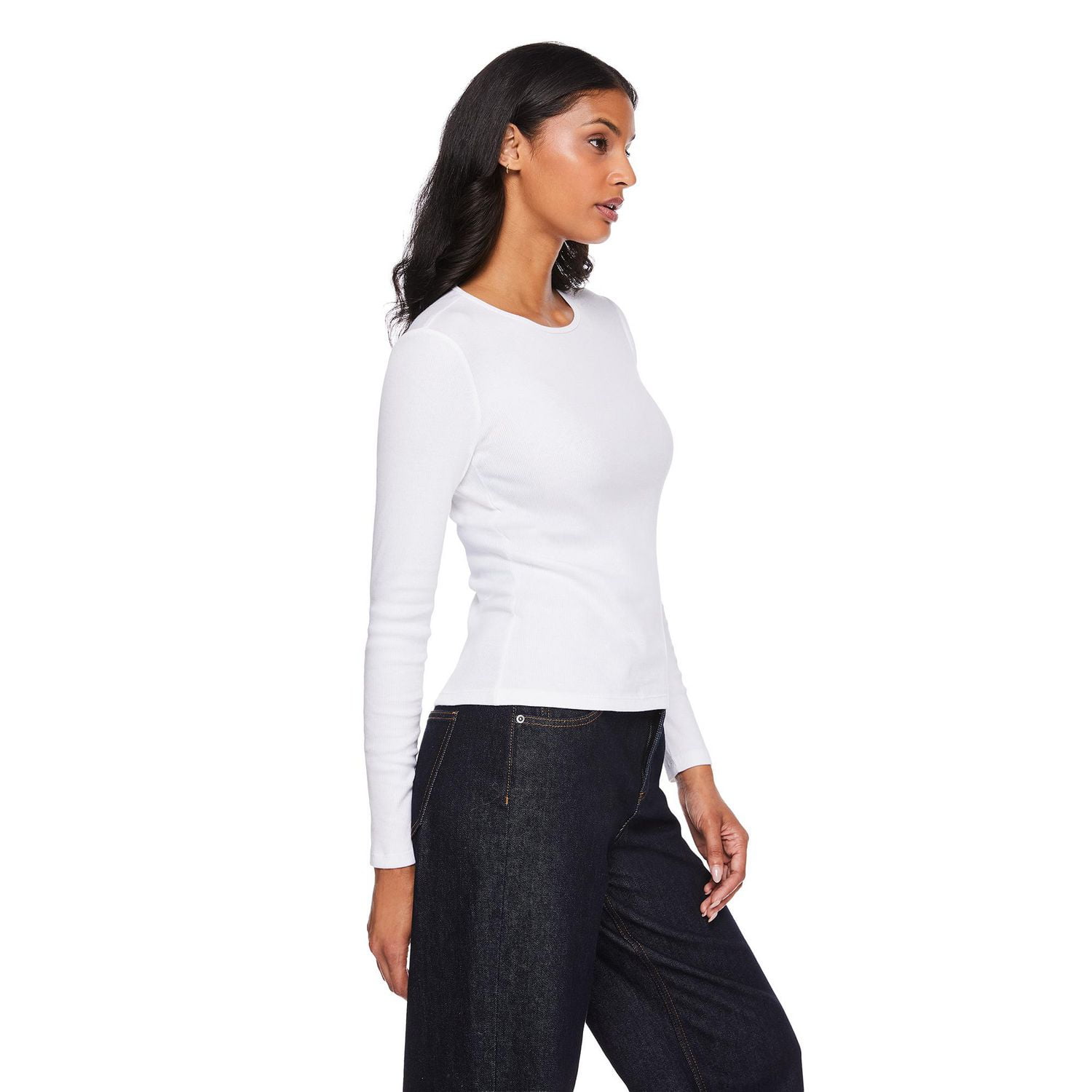 T-shirt à manches longues en tricot côtelé George pour femmes Tailles TP–TTG