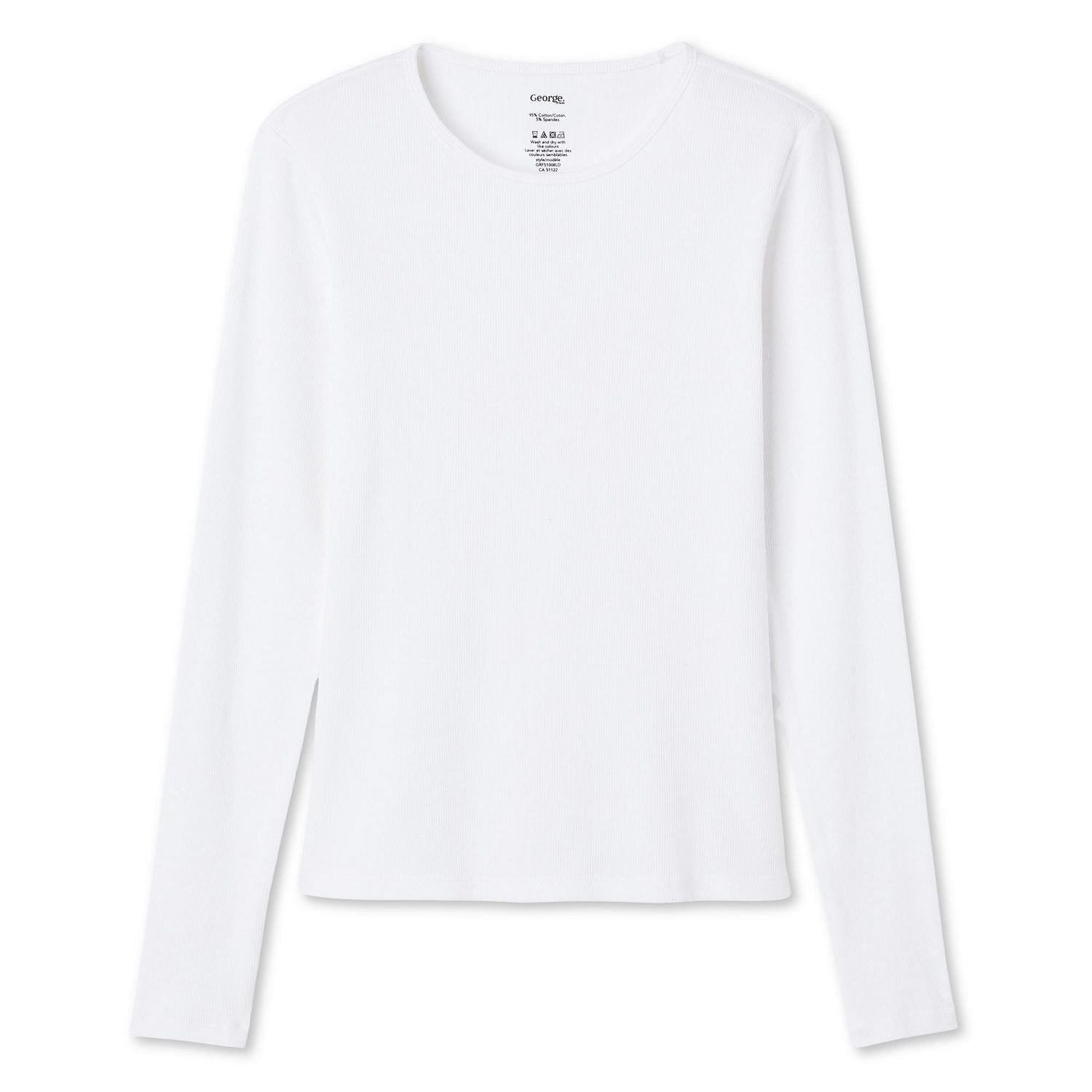 T-shirt à manches longues en tricot côtelé George pour femmes Tailles TP–TTG