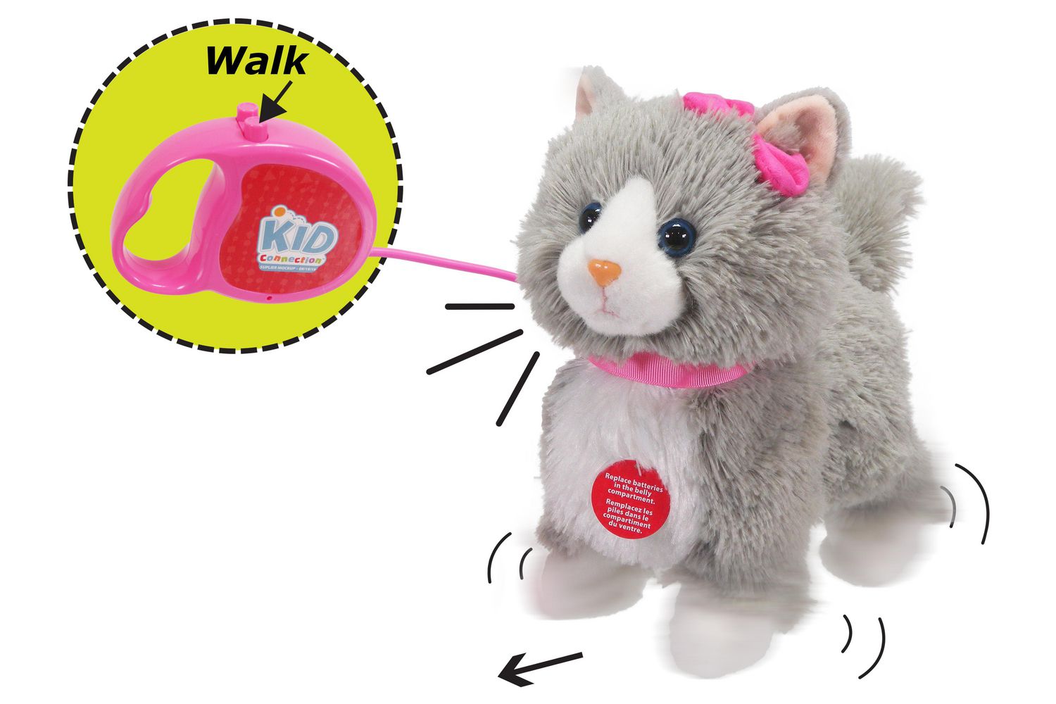 8" Walking Pink Cat Repeats What You Say Electronic Pet Talking Plush Toy 