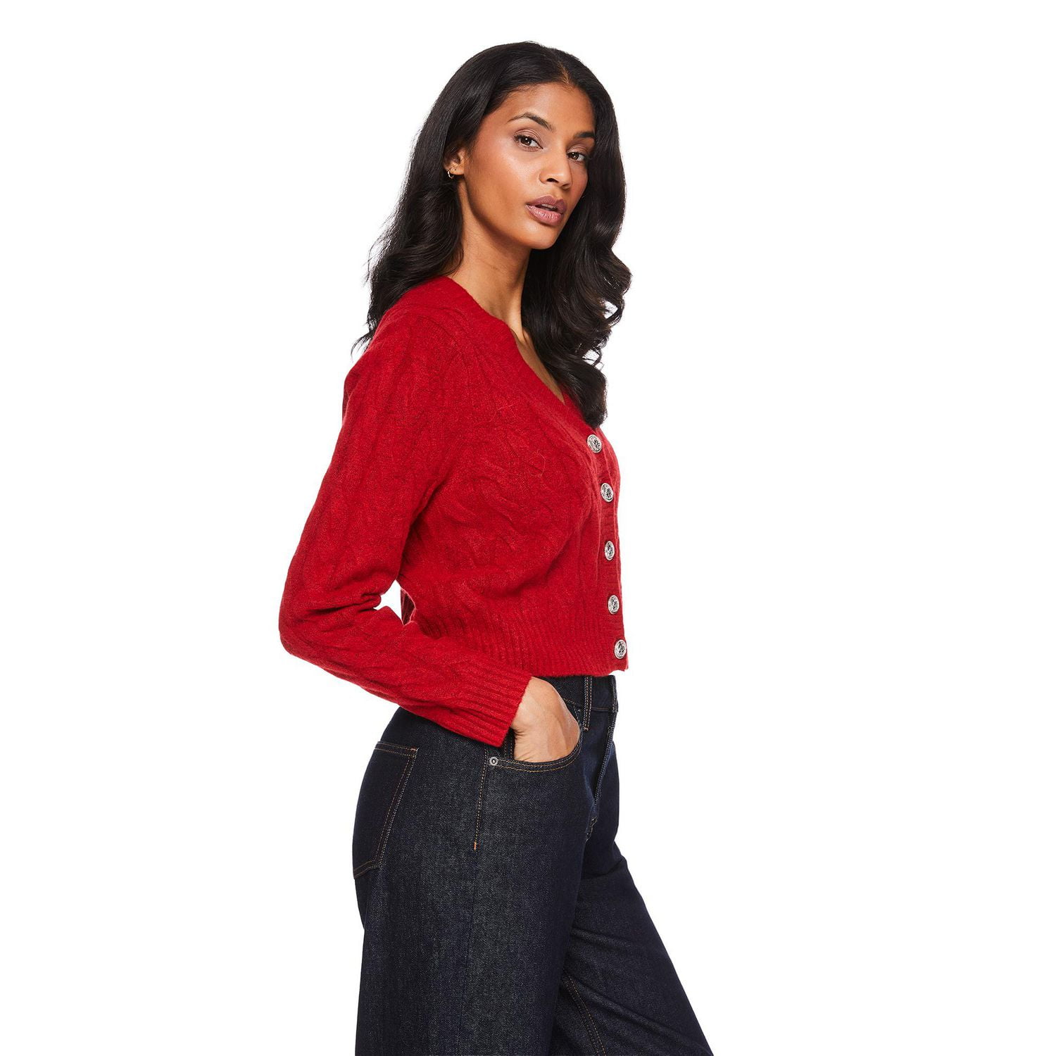 Cardigan à coupe ample en maille torsadée George pour femmes Tailles TP–TTG