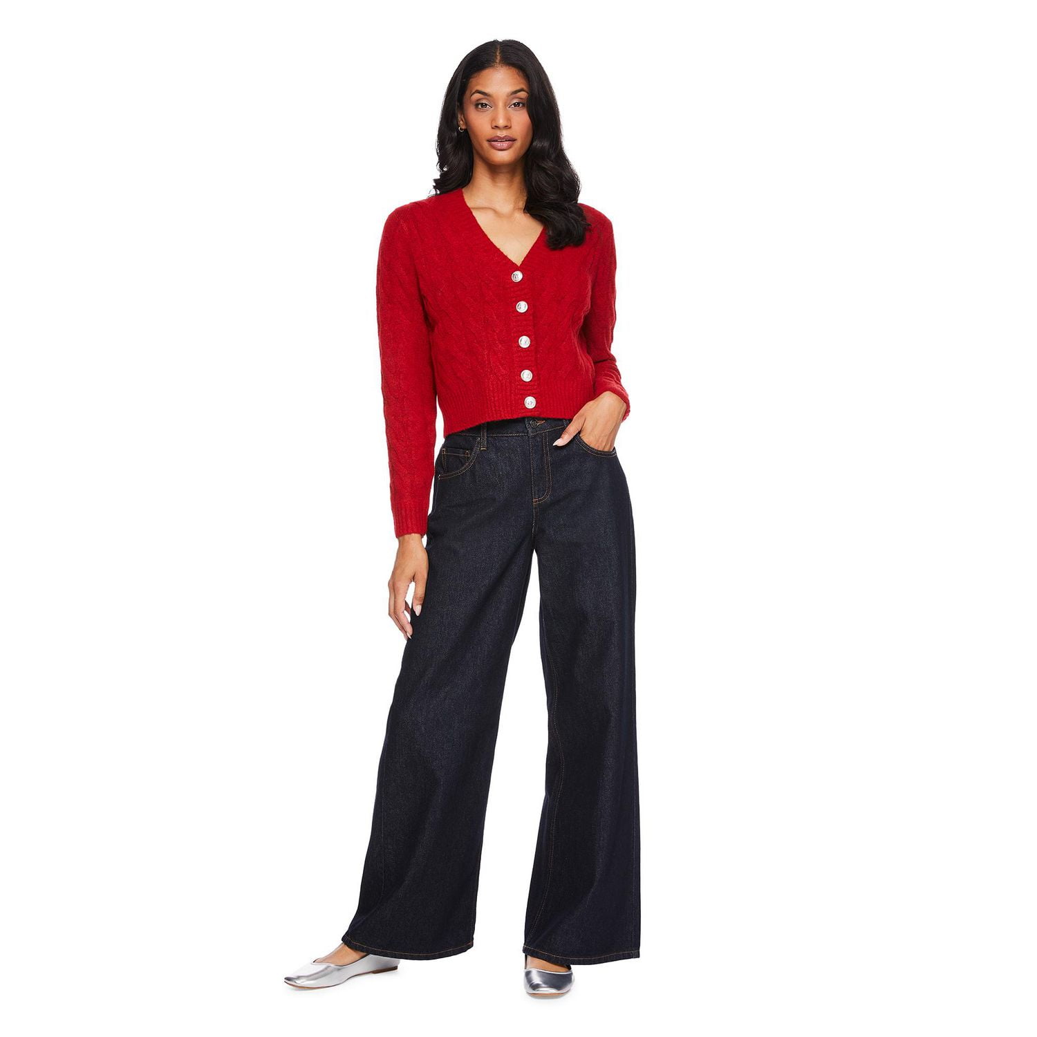 Cardigan à coupe ample en maille torsadée George pour femmes Tailles TP–TTG