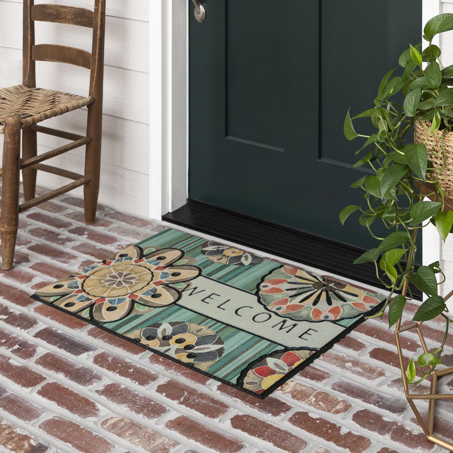 Mainstays Floral Welcome Polyester Doormat, 18