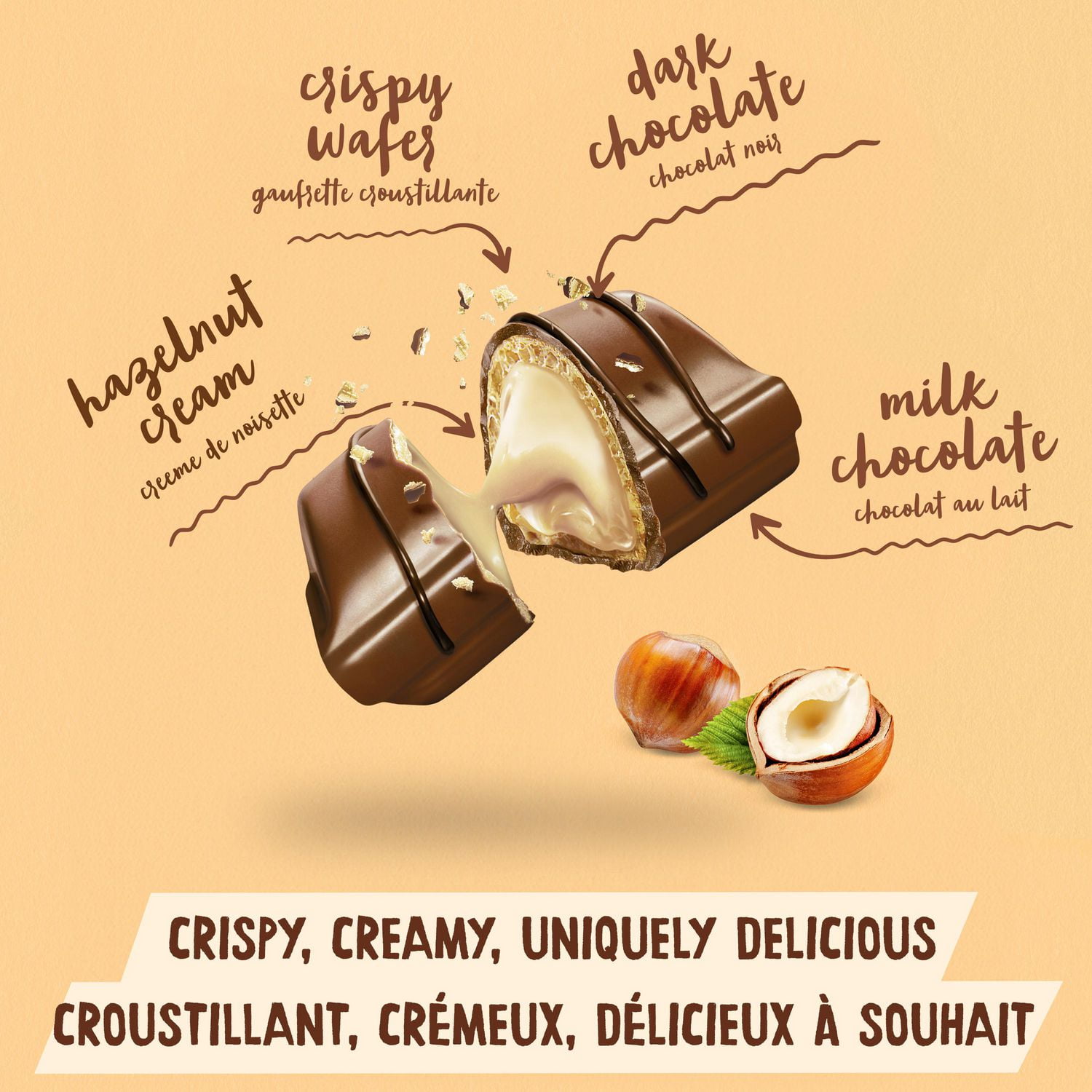 Mini Barres KINDER BUENO au chocolat au lait et à la crème aux noisettes, 18 Pièces, 97g