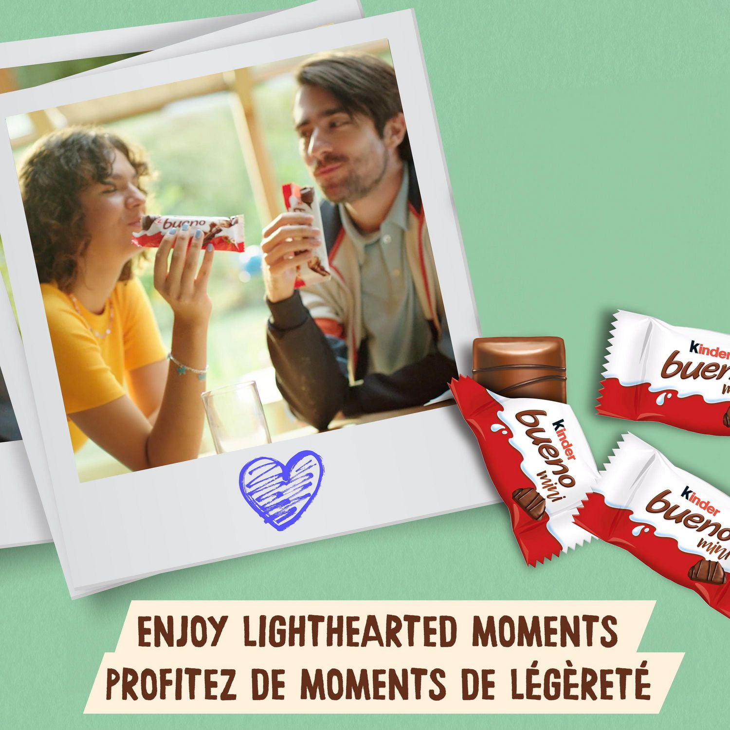 Mini Barres KINDER BUENO au chocolat au lait et à la crème aux noisettes, 18 Pièces, 97g
