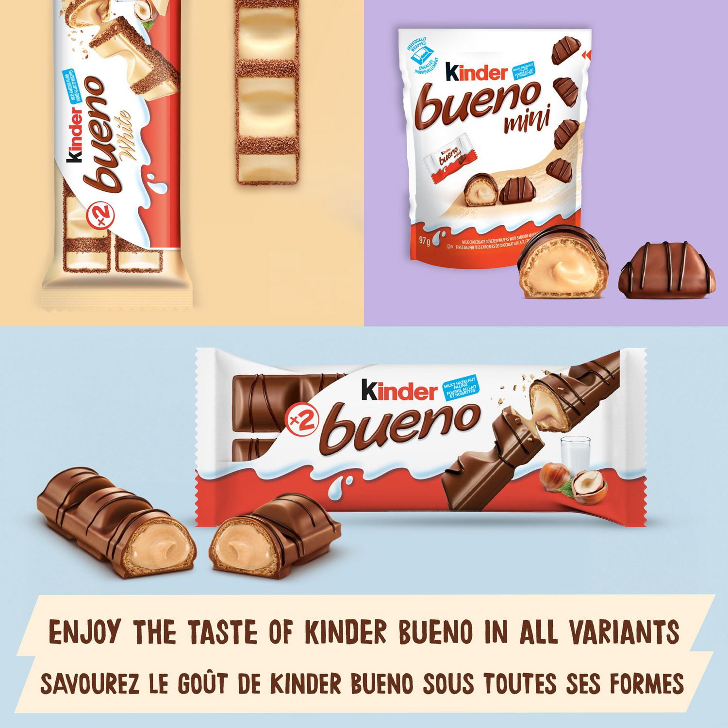 KINDER BUENO White Chocolate and Hazelnut Cream Candy Bars, 2
