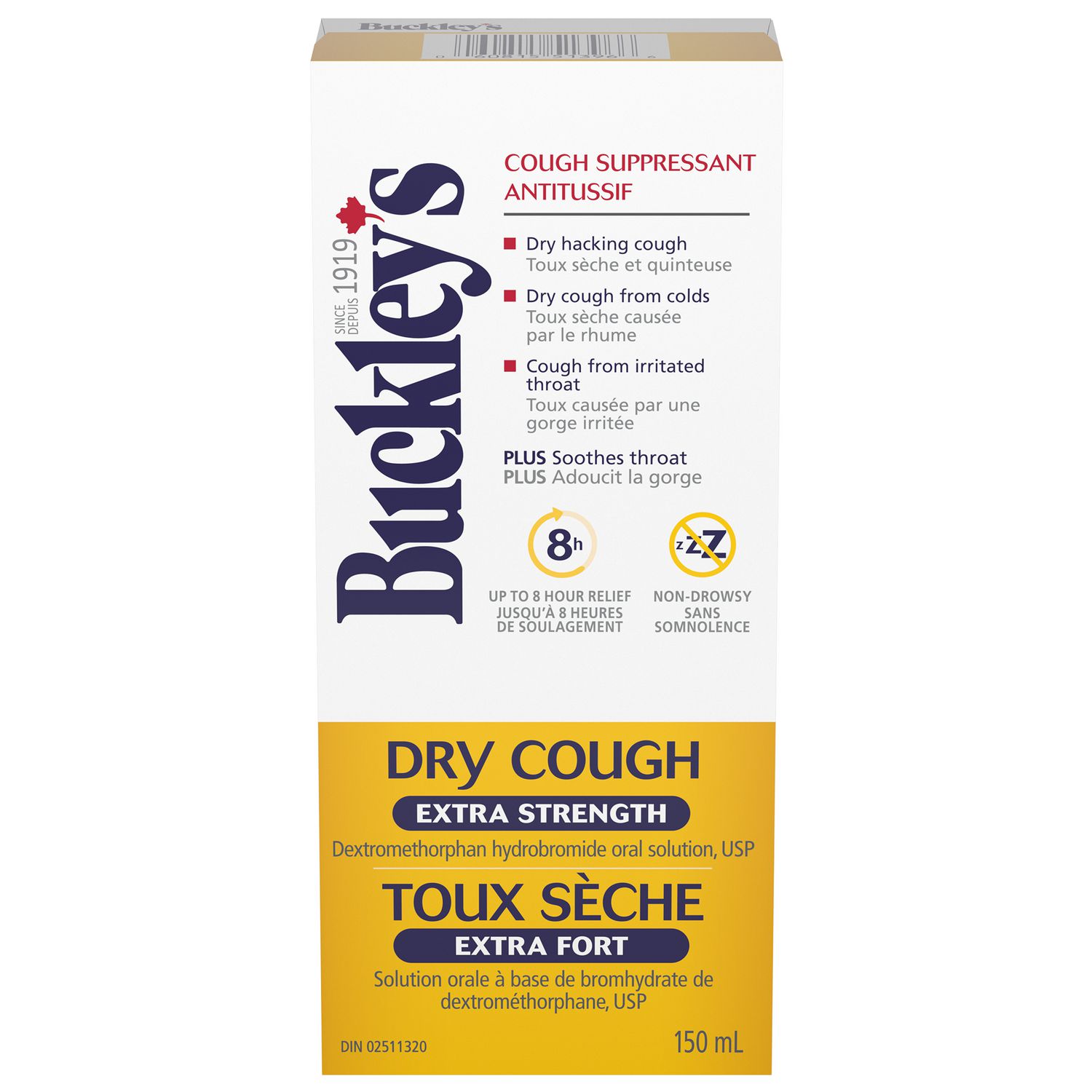 Sirop antitussif Buckley Toux sèche Extra fort, 150 mL