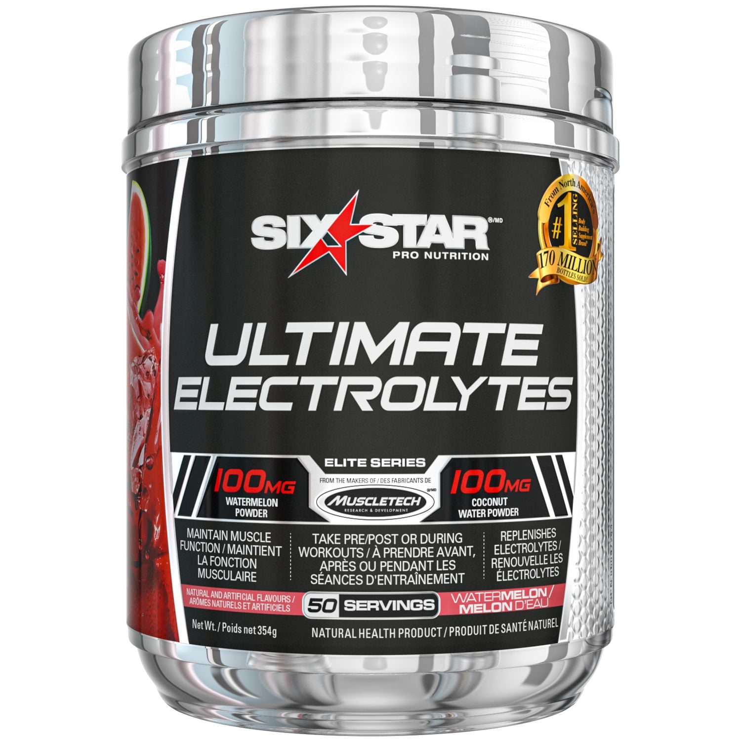 Six Star Ultimate Hydration Electrolyte Powder, Replenish Electrolytes with  100mg of Coconut Water Powder + Watermelon Powder + Zinc + Magnesium,  Watermelon (50 Servings), 50 servings 