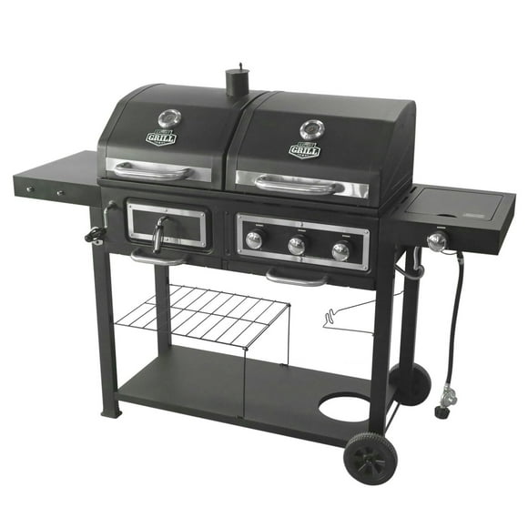 Expert Grill 3 Burner Gas & Charcoal Combo Grill, Black with Stainless Steel, GBC1793WC-C, 735 Sq. In. cooking area